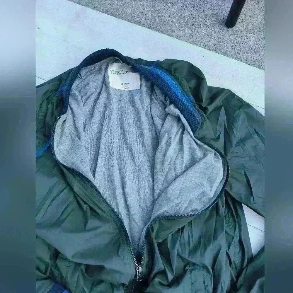 TUCKER+TATE Boys sz 18/20 green blue trim zip jacket Windbreaker jacket XXL